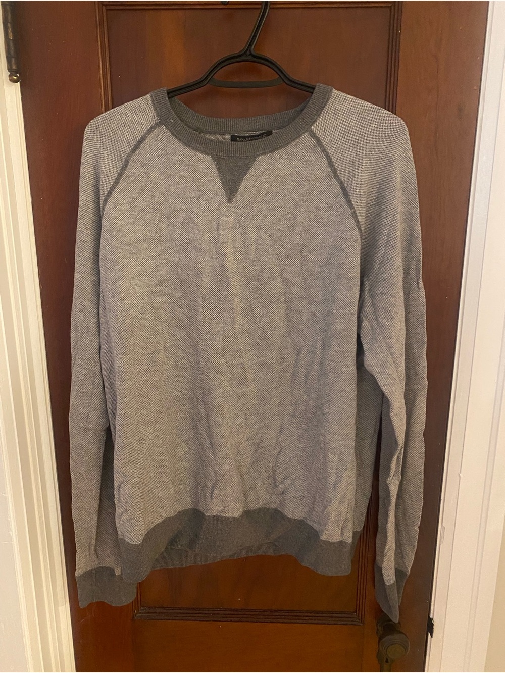 Banana Republic Light Gray Crewneck Sweater with Contrast Trim